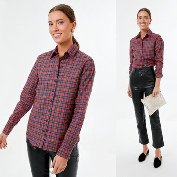 Tuckernuck The Shirt by Rochelle Behrens NEW Classic Red Plaid Icon Shirt XS